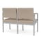 Lesro Lenox Steel 2 Seater with Center Arm, Stone (Beige) Seat, Stone Back, 43.5 W 24.5 L 32 H LS2103 - alternate 2